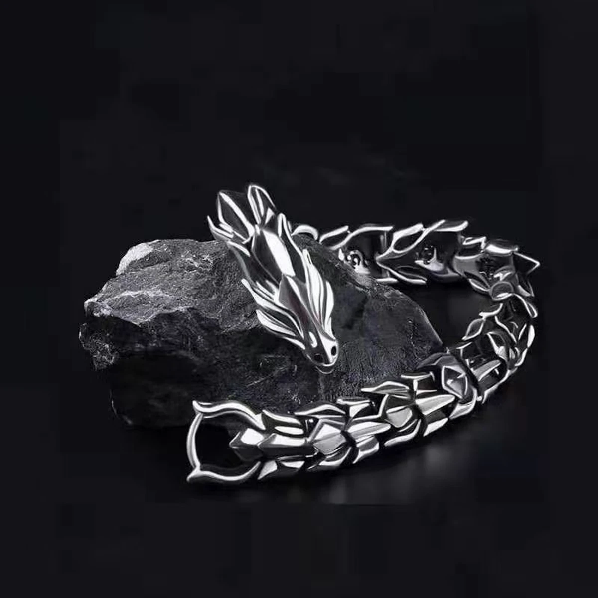 Nordic mythology bracelet Vintage Stainless Steel Dragon Bracelet Men Wristband Viking chain bracelet Celts Dragon jewelry